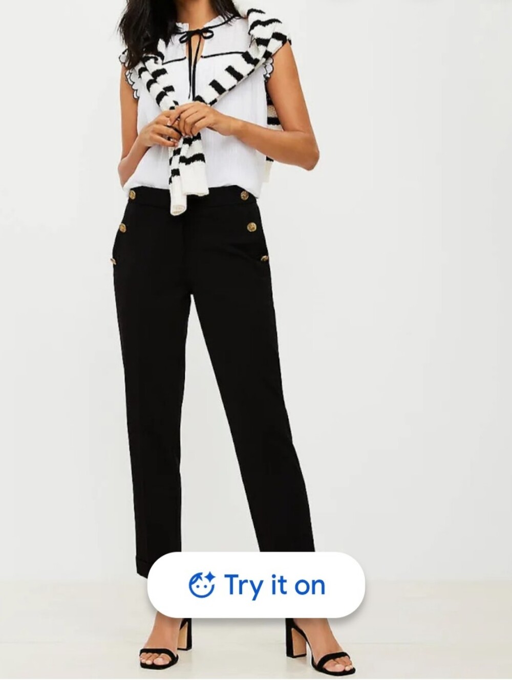 LOFT Ann Taylor Devin SlIM Sailor Ankle Pants Size 6 Navy Blue